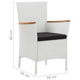 5 Piece Garden Dining Set White