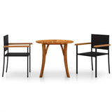 3 Piece Garden Dining Set Black - Front View