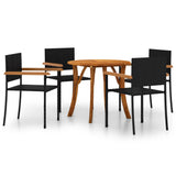 5 Piece Garden Dining Set Black