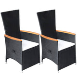 3 Piece Garden Dining Set Black - Side View