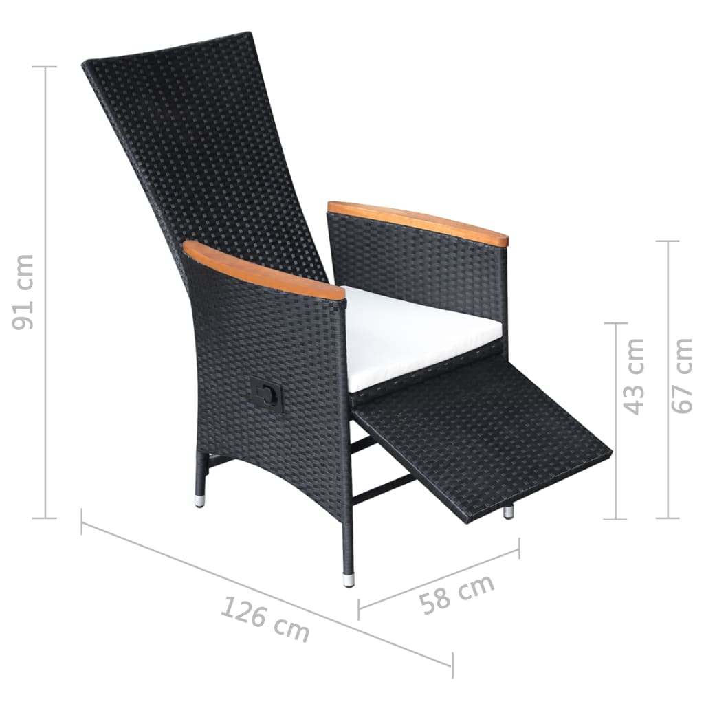 3 Piece Garden Dining Set Black