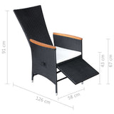 3 Piece Garden Dining Set Black