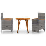 3 Piece Garden Dining Set Grey