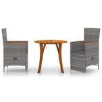 3 Piece Garden Dining Set Grey