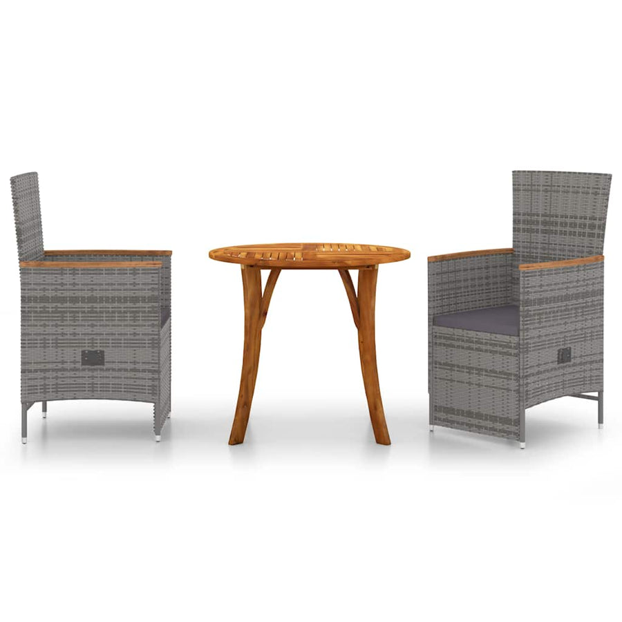 3 Piece Garden Dining Set Grey