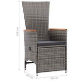 3 Piece Garden Dining Set Grey