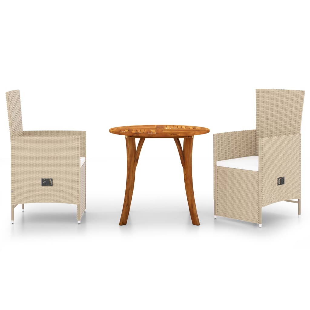 3 Piece Garden Dining Set Beige