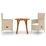 3 Piece Garden Dining Set Beige