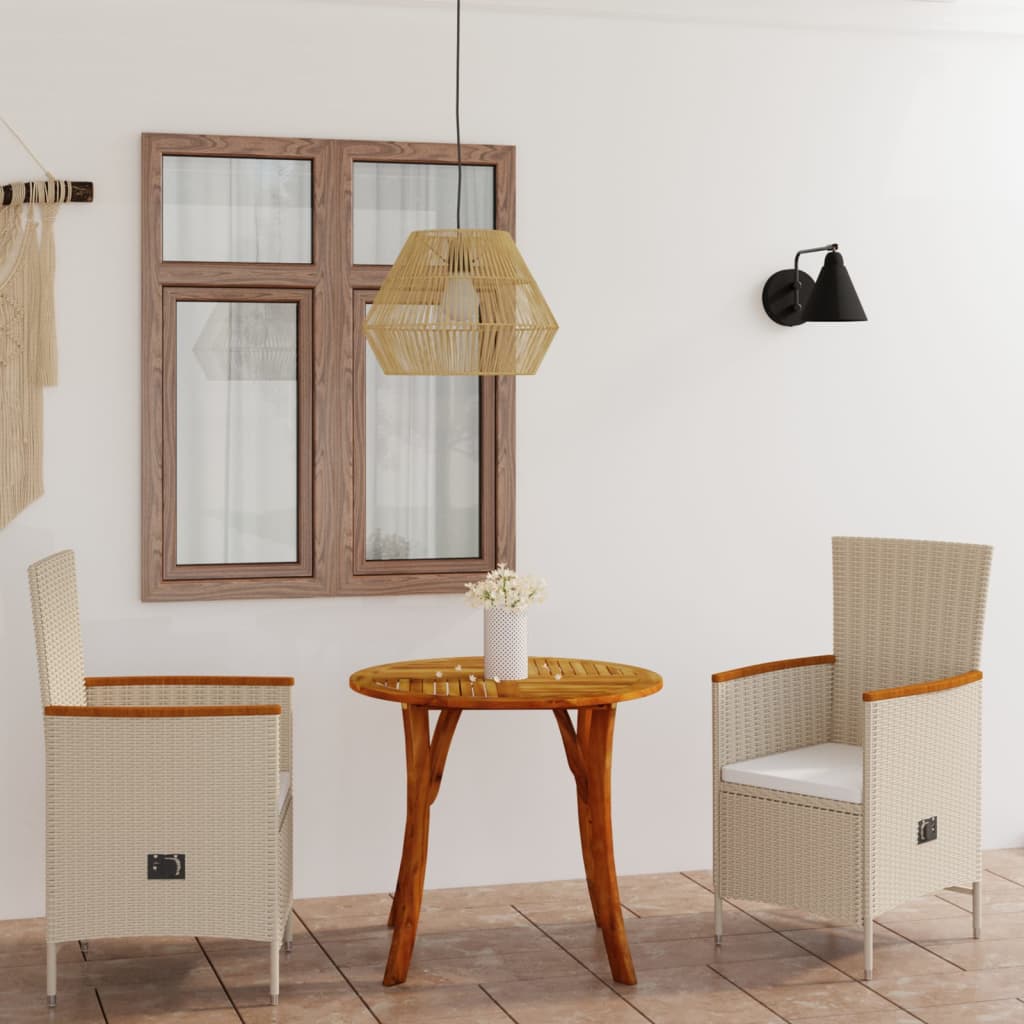 3 Piece Garden Dining Set Beige