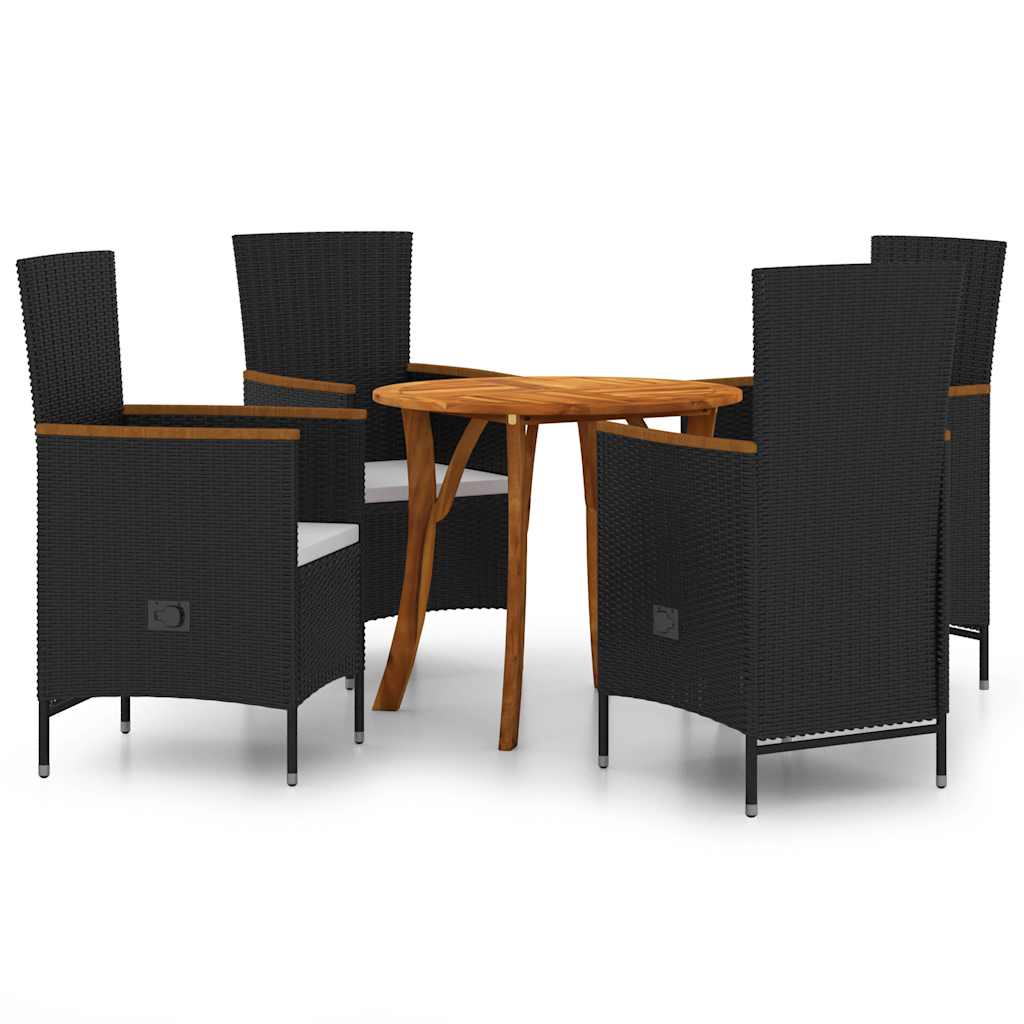 5 Piece Garden Dining Set Black
