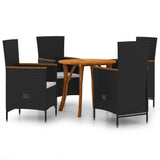 5 Piece Garden Dining Set Black - Front View