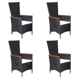 5 Piece Garden Dining Set Black - Side View