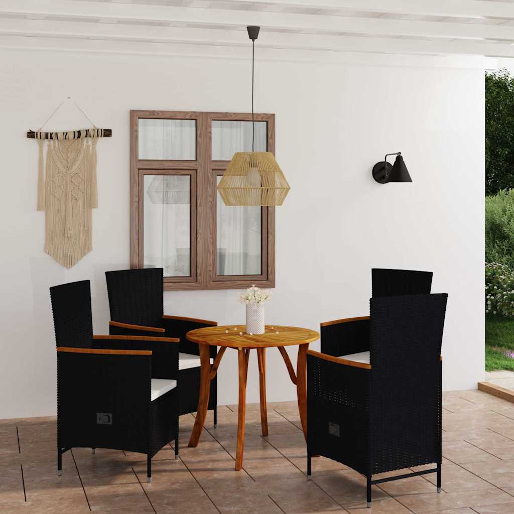 5 Piece Garden Dining Set Black