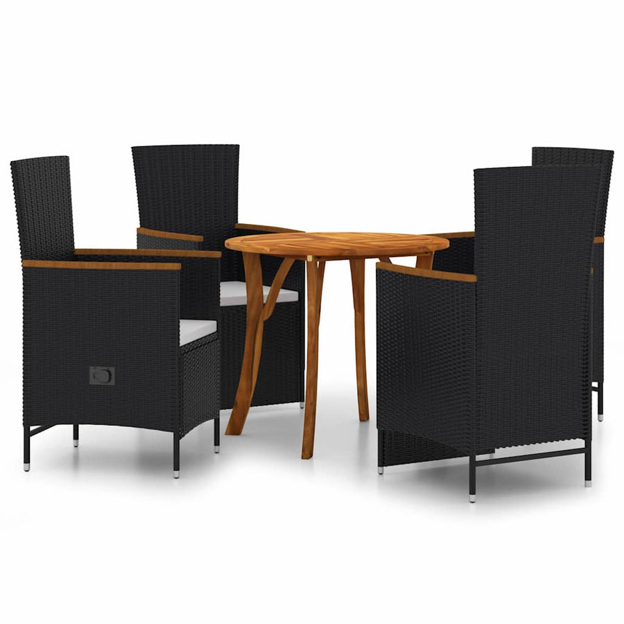 5 Piece Garden Dining Set Black