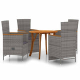 5 Piece Garden Dining Set Grey - Front View
