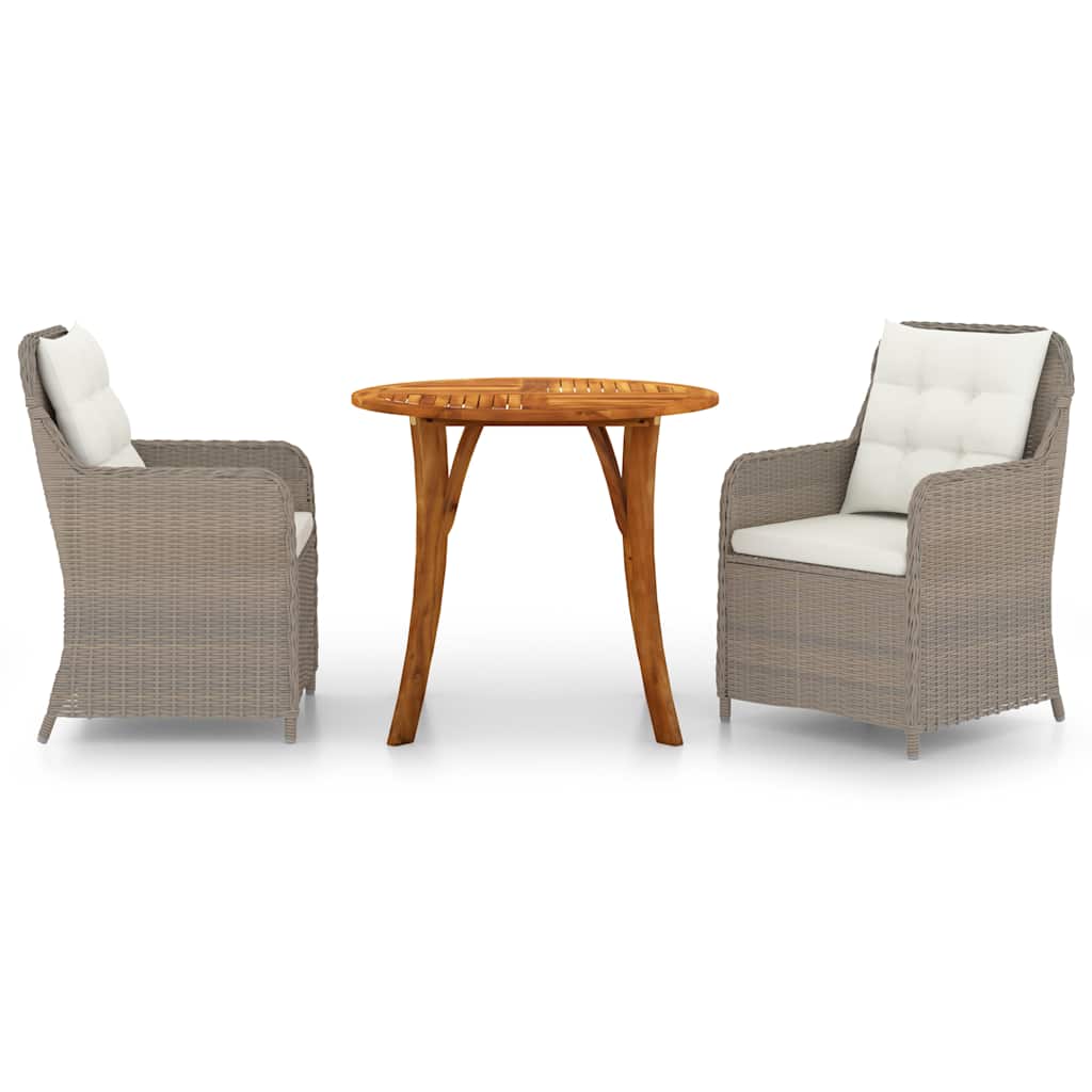 3 Piece Garden Dining Set Brown