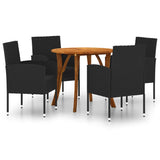 5 Piece Garden Dining Set Black - Front View