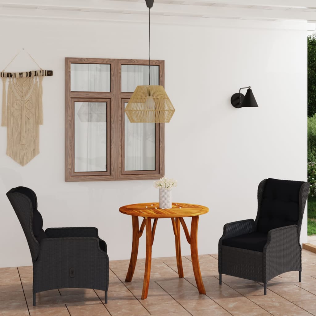 3 Piece Garden Dining Set Dark Grey