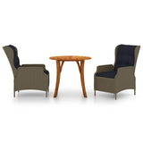 3 Piece Garden Dining Set Dark Brown