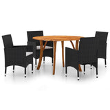 5 Piece Garden Dining Set Black