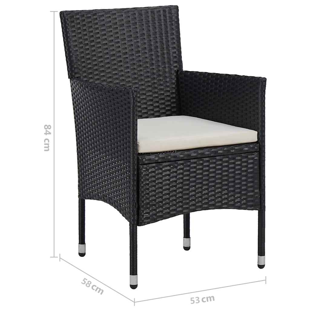 5 Piece Garden Dining Set Black