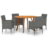 5 Piece Garden Dining Set Grey