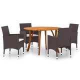 5 Piece Garden Dining Set Brown