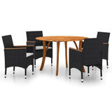 5 Piece Garden Dining Set Black