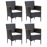 5 Piece Garden Dining Set Black
