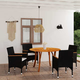 5 Piece Garden Dining Set Black