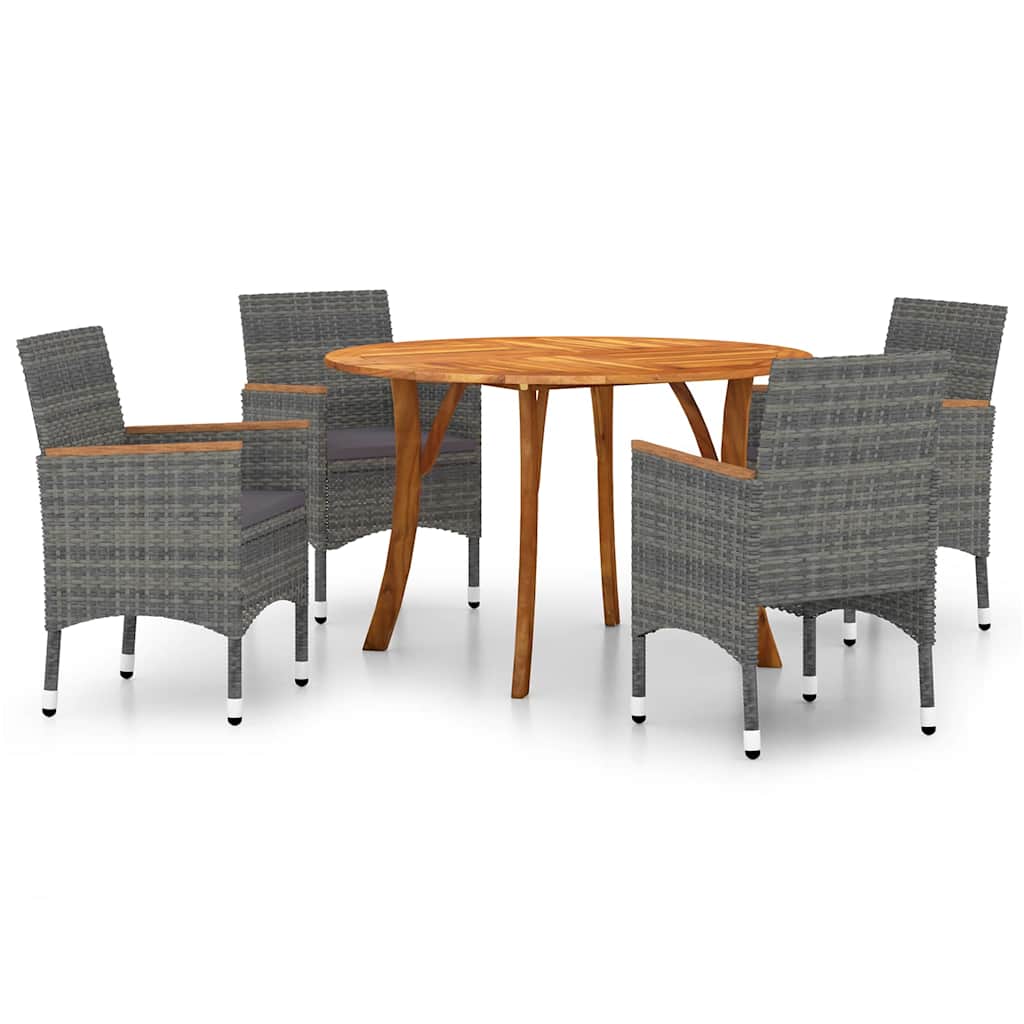 5 Piece Garden Dining Set Grey