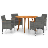 5 Piece Garden Dining Set Grey - Front View