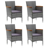 5 Piece Garden Dining Set Grey - Side View