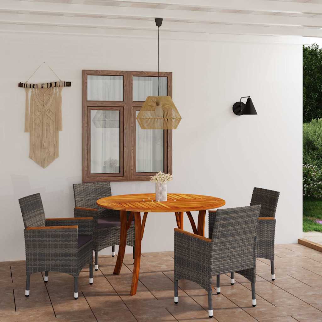 5 Piece Garden Dining Set Grey
