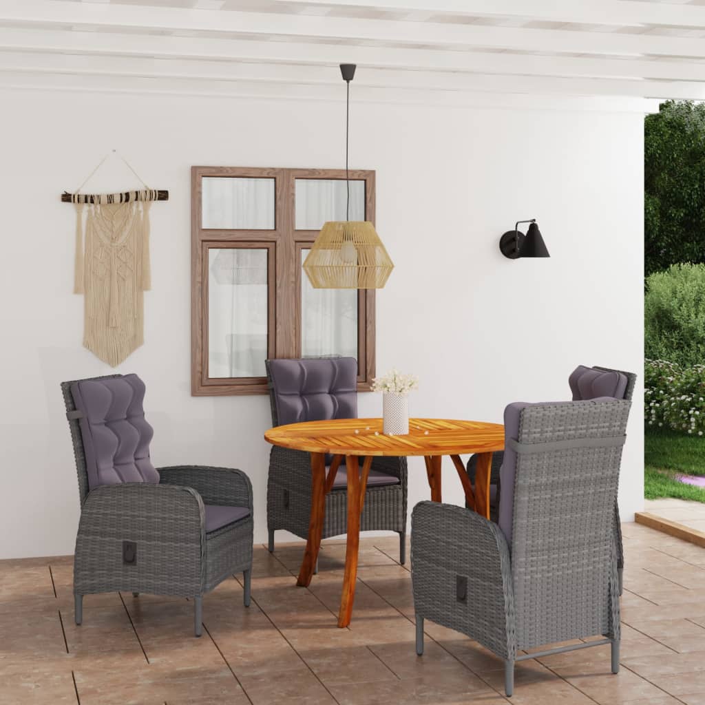 5 Piece Garden Dining Set Grey