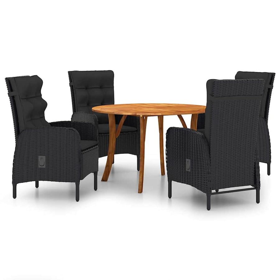 5 Piece Garden Dining Set Black