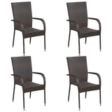 5 Piece Garden Dining Set Brown - Side View