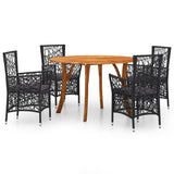 5 Piece Garden Dining Set Black
