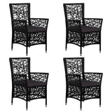 5 Piece Garden Dining Set Black
