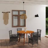 5 Piece Garden Dining Set Black