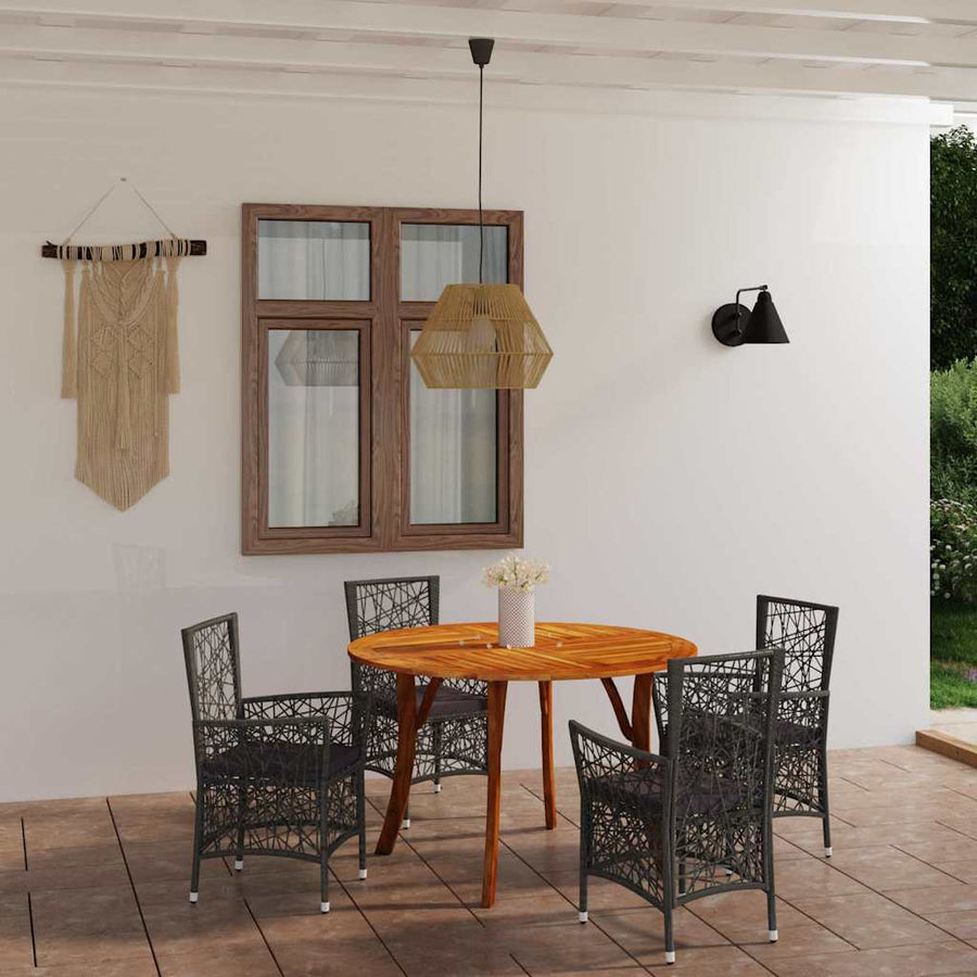 5 Piece Garden Dining Set Black