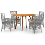 5 Piece Garden Dining Set Grey - Front View