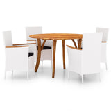 5 Piece Garden Dining Set White