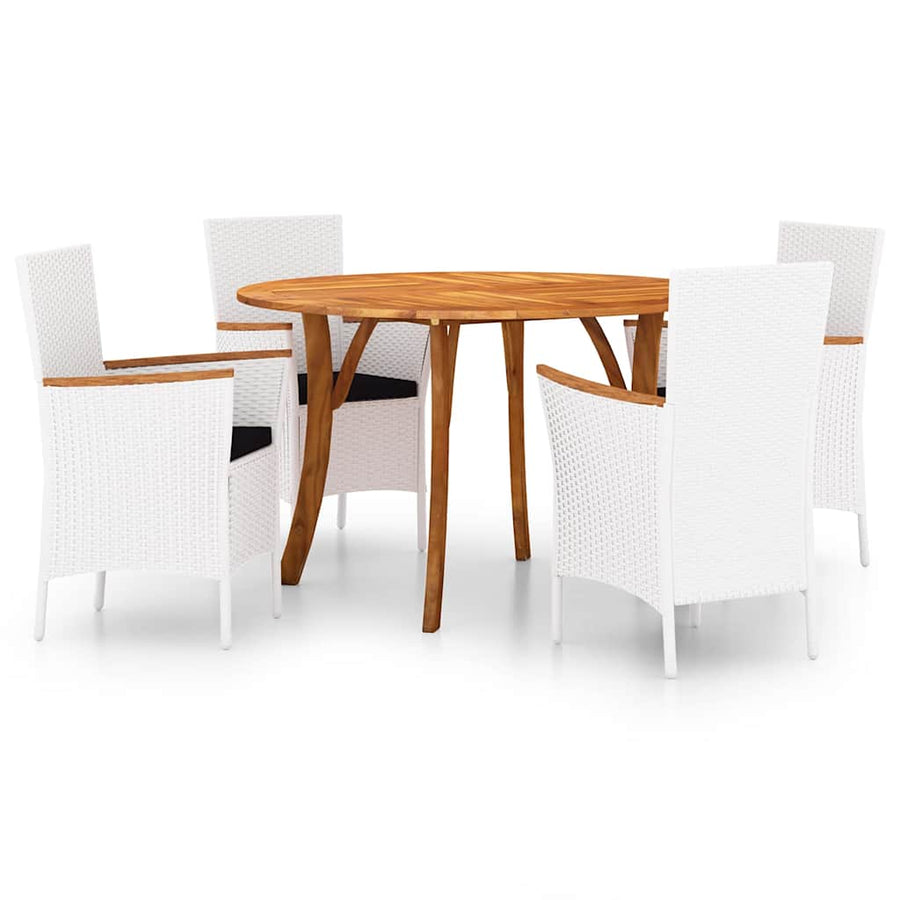 5 Piece Garden Dining Set White