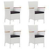 5 Piece Garden Dining Set White - Side View