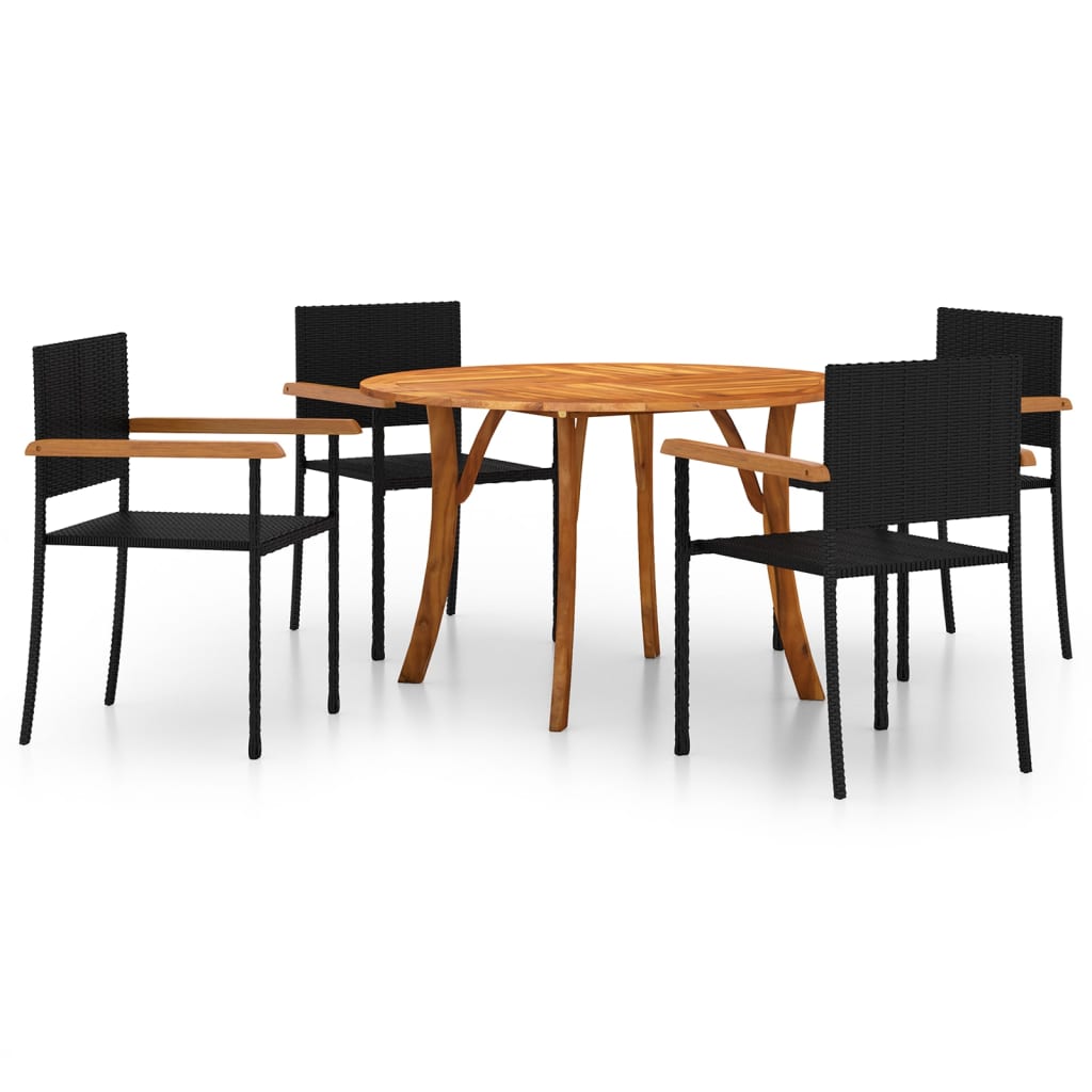 5 Piece Garden Dining Set Black