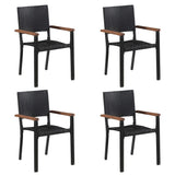 5 Piece Garden Dining Set Black