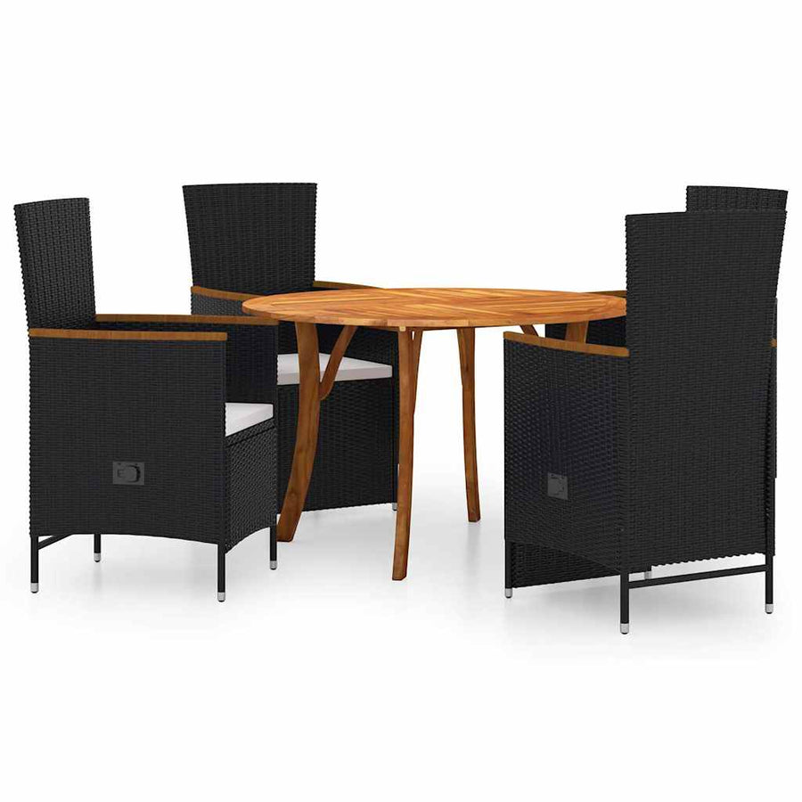 5 Piece Garden Dining Set Black