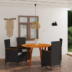 5 Piece Garden Dining Set Black