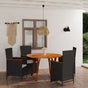 5 Piece Garden Dining Set Black